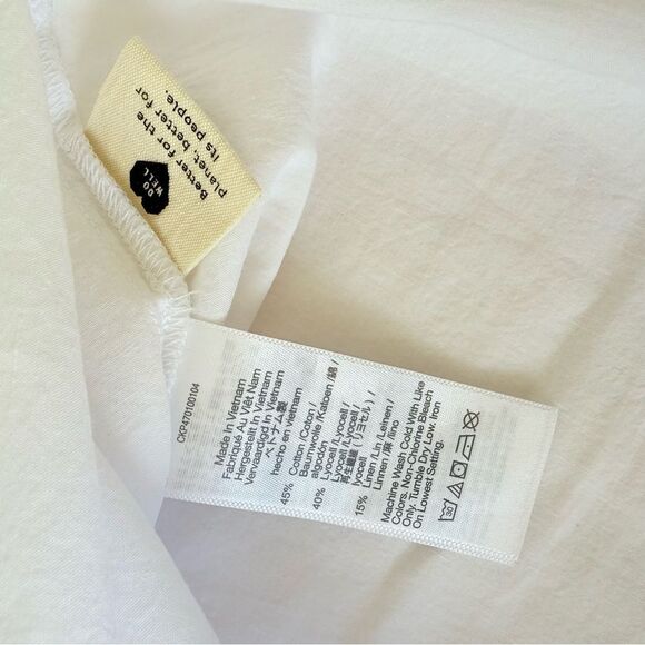 Madewell Womens White Top Shirt Shorsleeve Cotton Linen Small S - Picture 4 of 4